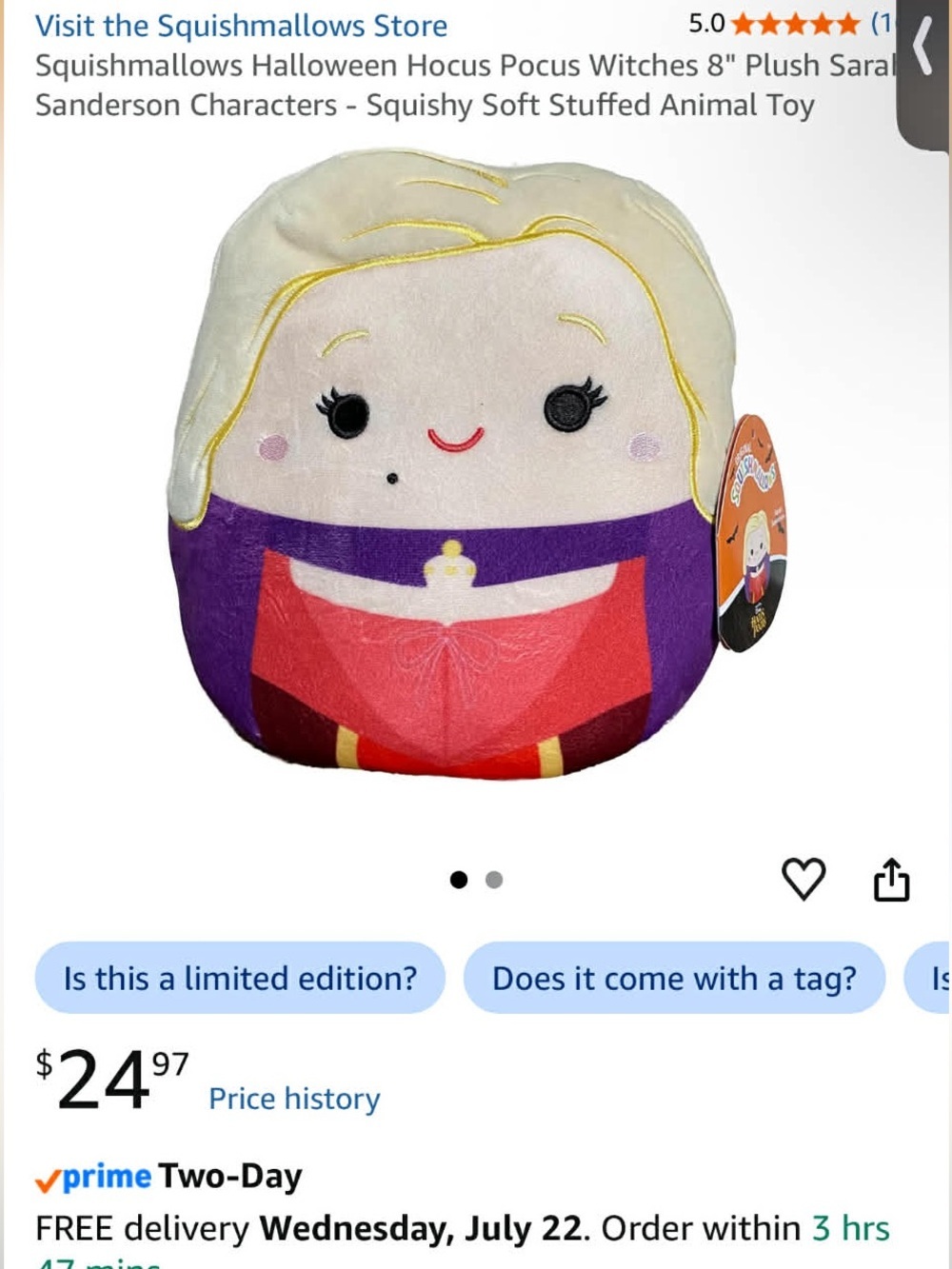 Disney Squishmallow Style Plush - Blonde, Purple, Red, Pink